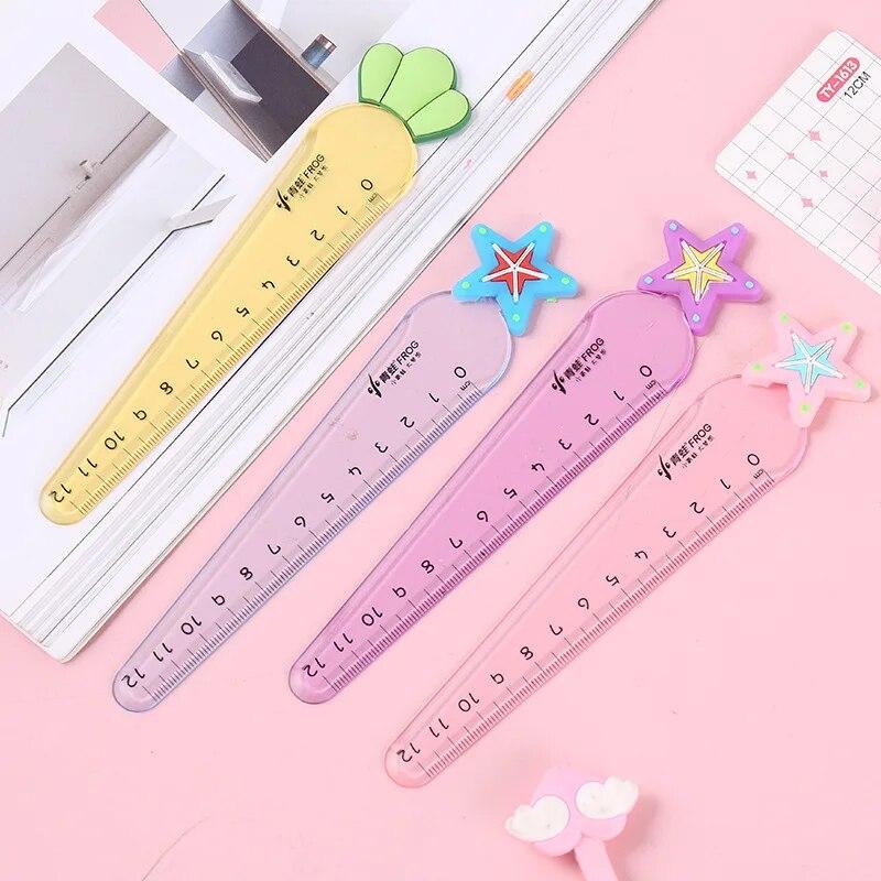 1 Piece Cute Carrot Star Sword Stationery Cartoon Drawing Kitten Straight Plastic Ruler