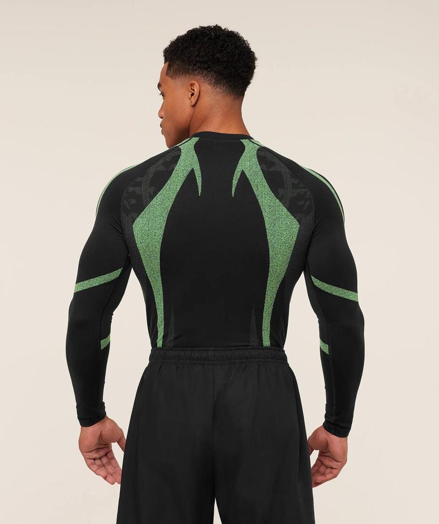 Мужская бесшовная компрессионная футболка с длинным рукавом GYMSHARK Storm, быстросохнущая, для спорта и фитнеса