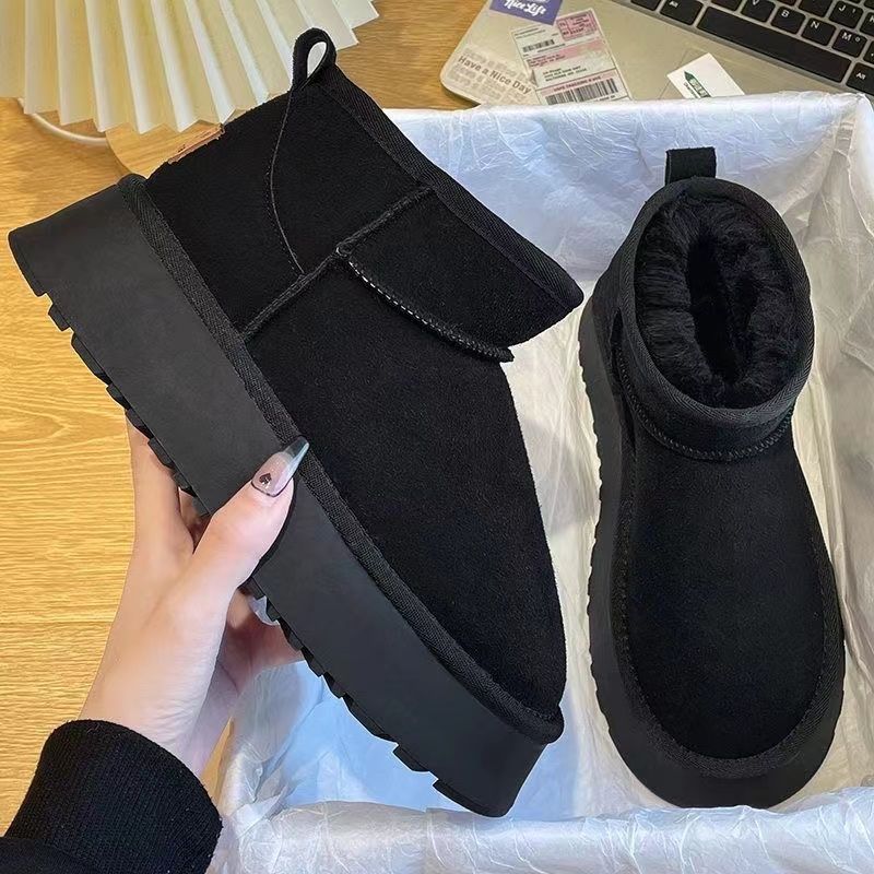 2025 зимние женские короткие плюшевые теплые зимние ботинки повседневная обувь новые замшевые меховые ботинки челси ботильоны на плоской подошве женская обувь на платформе