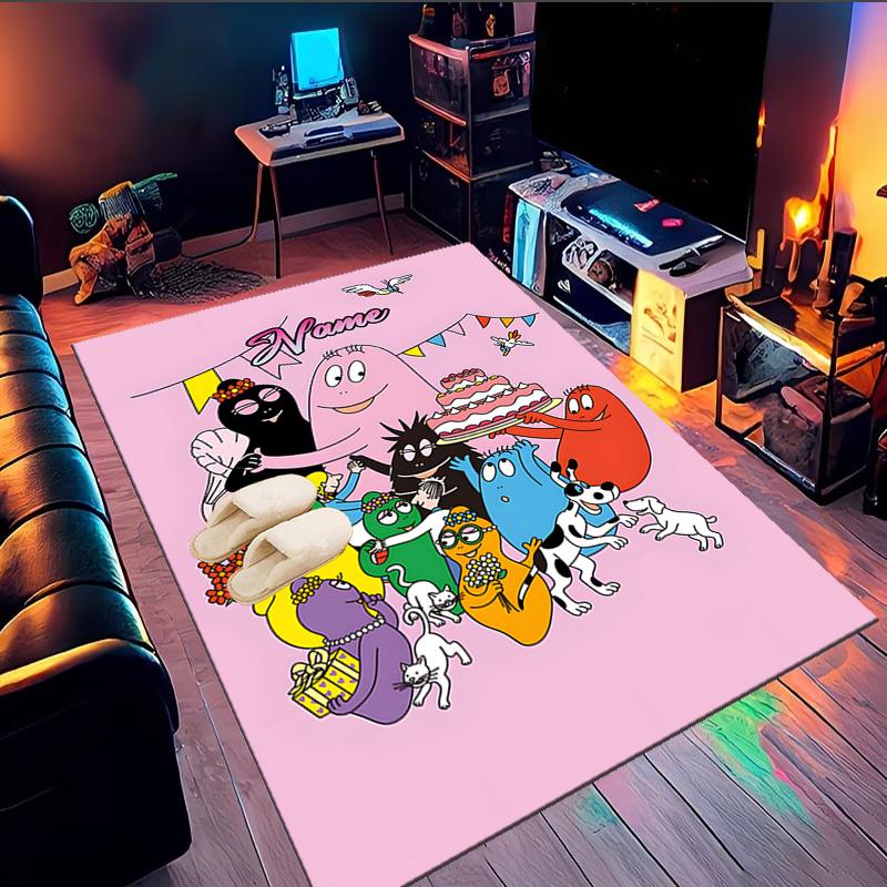 Custom Name Colorful Cartoon Barba-papa Rug Game Carpet, Floor Mat for Bedroom Living Room Entryway Rug, Home Decor Idea Gift for Christmas birthday