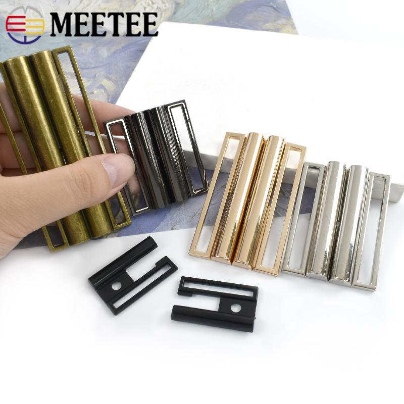 Meetee 2/5 шт. Металлическая пряжка для пальто шириной 30-80 мм, Регулировочная пуговица для одежды, Декоративный крючок для пояса, Фурнитура