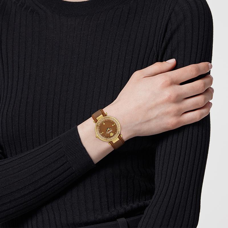 Versace Quartz Watch 36Mm Black Dial Limited Gift Box With Scarf And Perfume Swiss Light Luxury Business Sports Casual Couple Watch VE8B00224