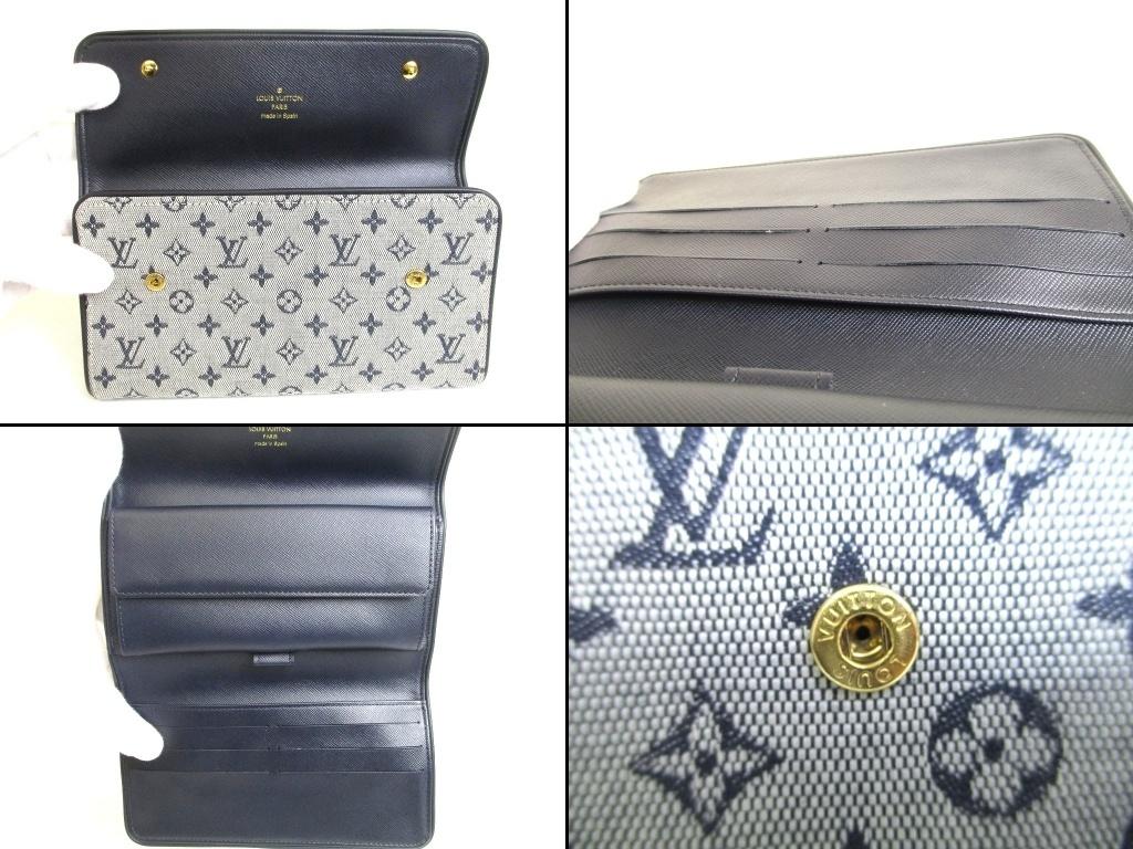 Оригинальный складной кошелек LOUIS VUITTON Monogram Mini из темно-синего канваса Международный #b081 Отремонтирован продавцом