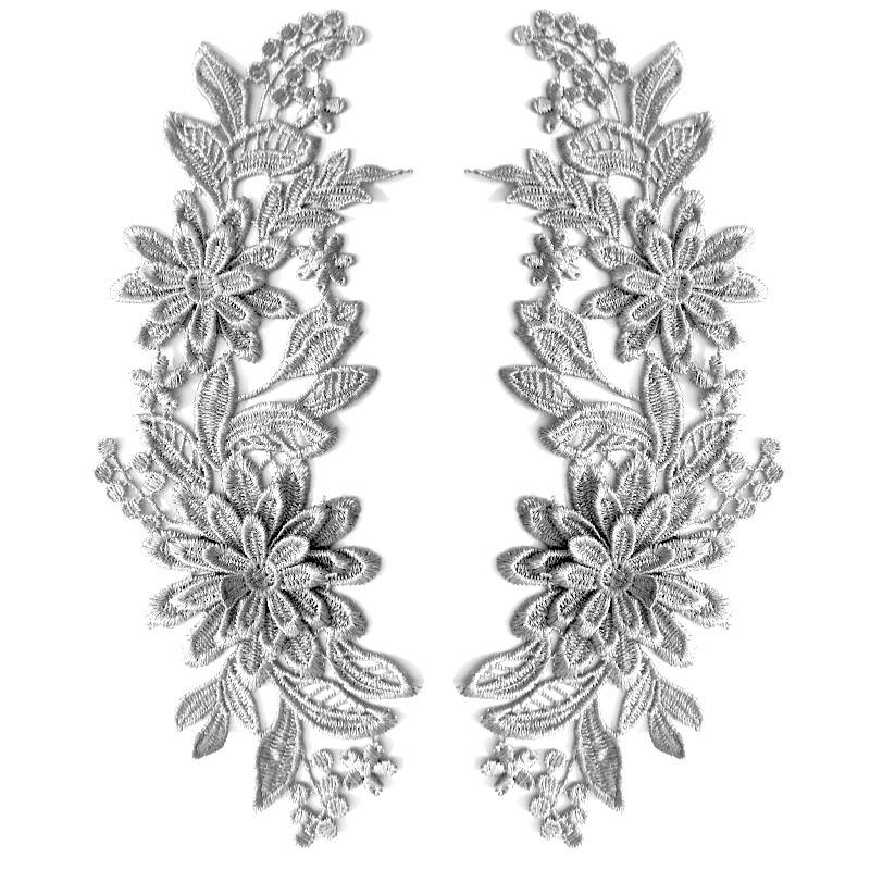1 пара вышитых нашивок с отделкой 3D цветочная аппликация для одежды сумки кружево цветок DIY полые изысканные значки аксессуары 23X8 см