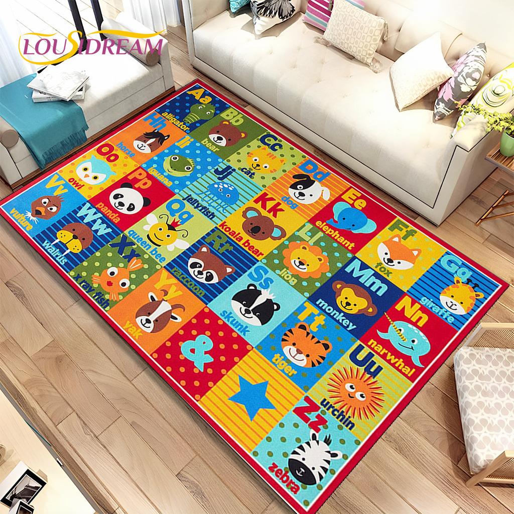 ABC мультфильм детская игровая комната алфавит детский коврик для раннего образования, ковер для гостиной, спальни, дивана, нескользящий коврик