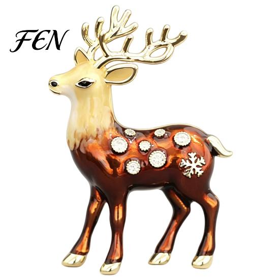 Reindeer Sweater Brooch Christmas Pin, Rhinestone Elk Lapel Clothing Accessories Cardigan Coat Suits Accessories, Jewelry Gift for Xmas Alloy