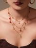 Браслет с подвеской-клевером из нержавеющей стали с покрытием 18K золотом, с цирконами, на змеиной цепочке с бусинами