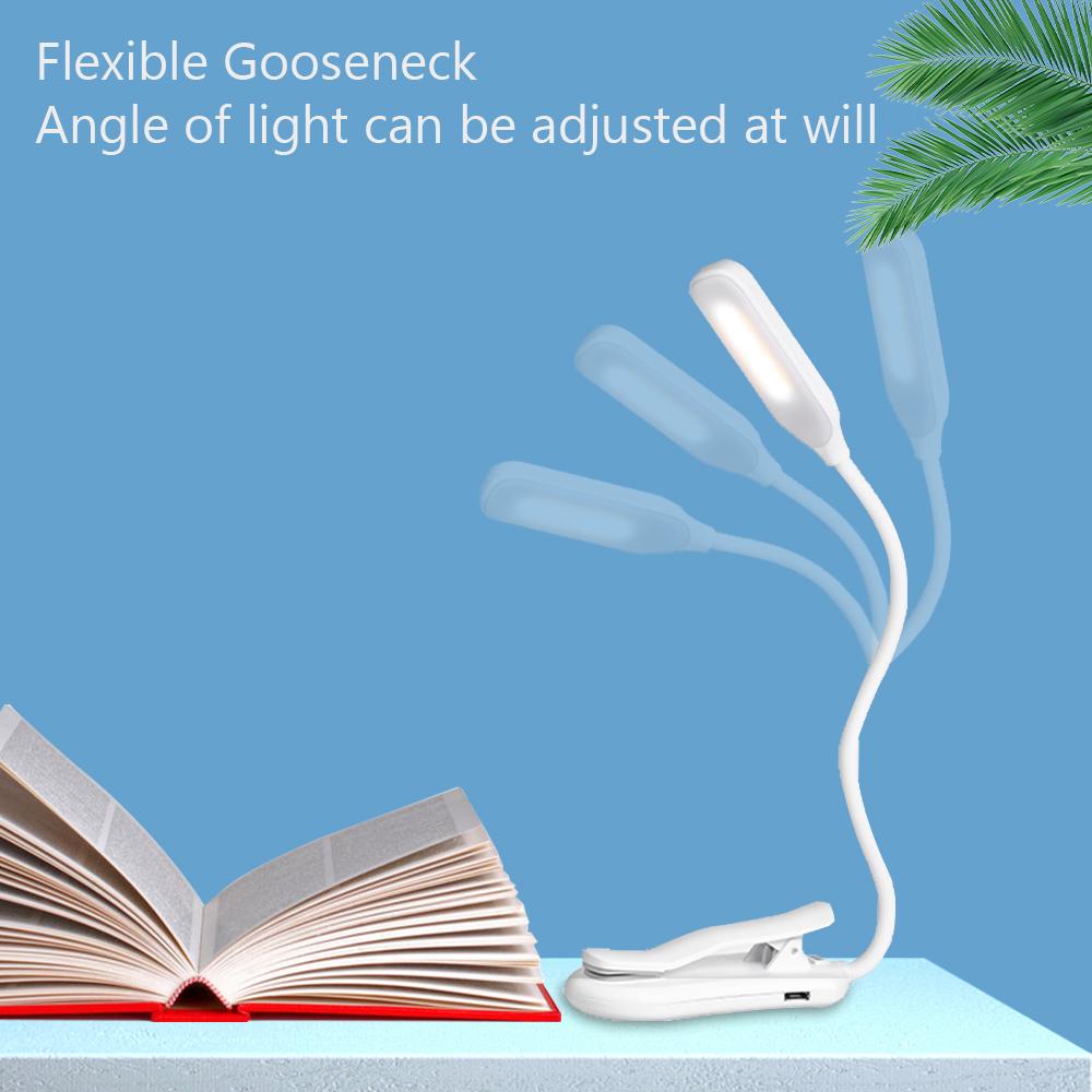 Светодиодный светильник для чтения на клипсе с подсветкой для книг, 3 уровня яркости, лампа для чтения с режимом ночного освещения, Slick