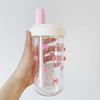500ML Kawaii Bow Plastic Water Bottle With Straw Summer Bubble Tea Water Cup For Women Students Coffee Pearl Milk Tea Juice Cup