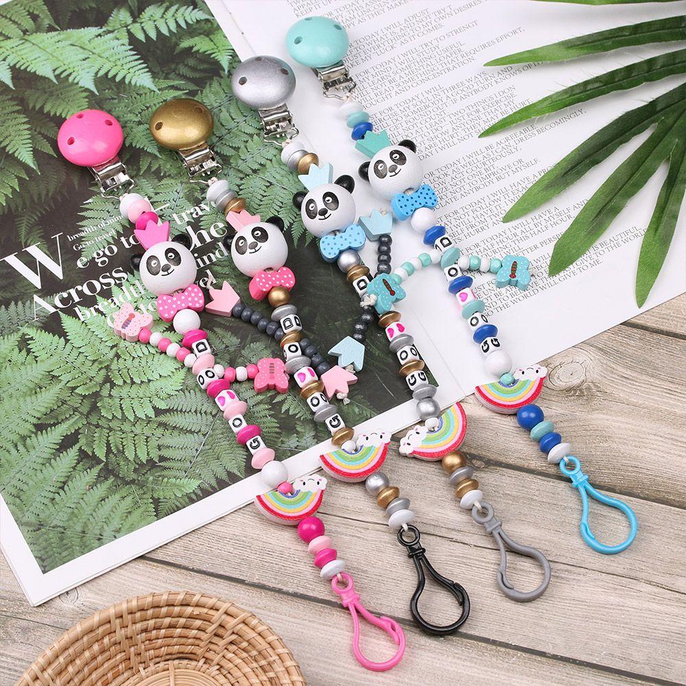New Rainbow Panda Teething Soother Baby Chew Toy Pacifier Clip Pacifiers Chain