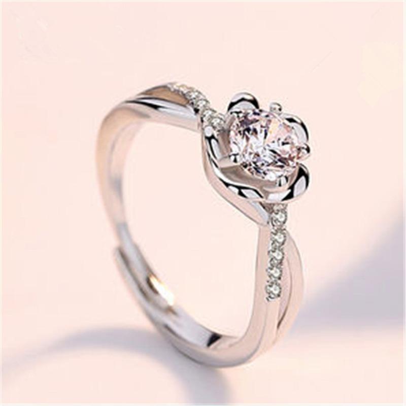 S925 Silver Ring Couple Ring Women's Diamond Ring Zircon Open Wedding Ring Domineering Men's Ring