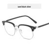Retro Black Semi-Rimless TR90 Geek Style Eyeglass Frame - Myopia Fashion Glasses