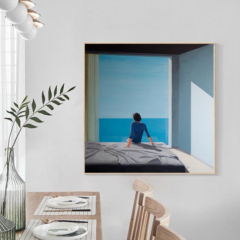 Famous David Hockney Abstract Landscape Poster Canvas Painting Swimming Pool Ocean Window Wall Art For Living Room Home Decor