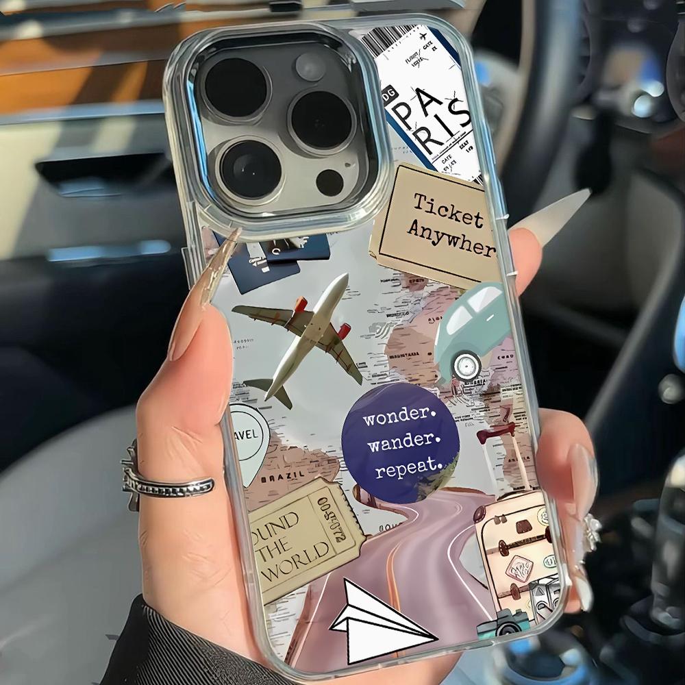Чехол для телефона с дизайном маршрута самолета для iPhone 17 17E 16E 13 Plus 15 Pro Max 14 16 11 12 Усиленный угол Противоударный корпус Coque