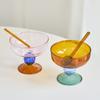 Colorful Glass Bowl Icecream Bowl Glass Bowl for Yoghurt Cute Japanese Tableware Soup Bowl Fruit Bowl Glass Spoon