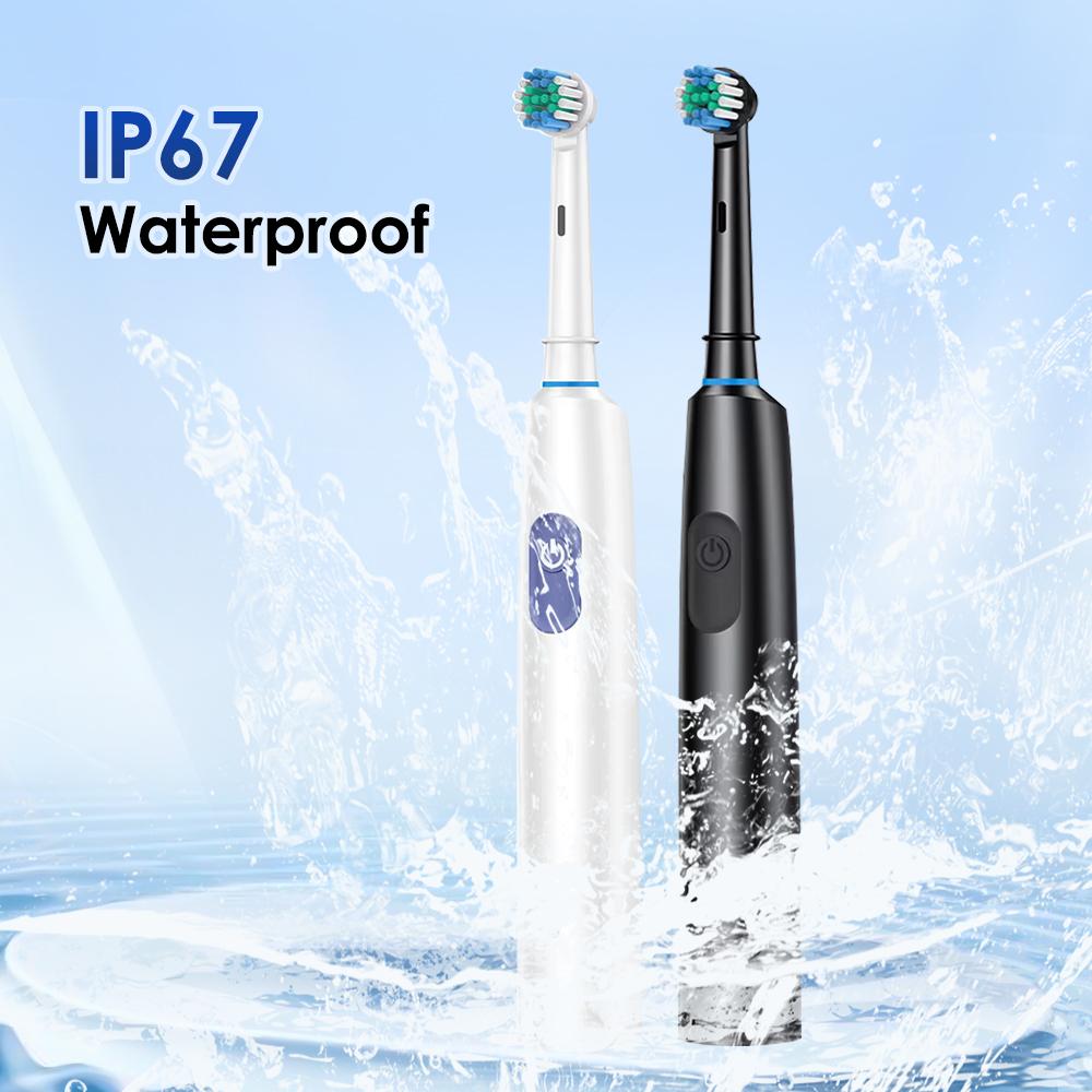 Звуковая электрическая зубная щетка Перезаряжаемая Роторная Водонепроницаемая Умный таймер Взрослая Чистка зубов 4 шт. Сменные насадки с коробкой