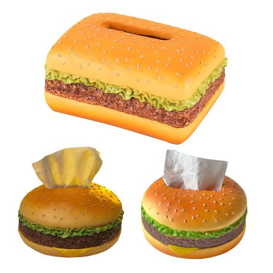 Burger Tissue Box Large Capacity Realistic Looking Hamburger Tissue Storage Box Decorative Paper Towel Dispenser Office Desk Accessories