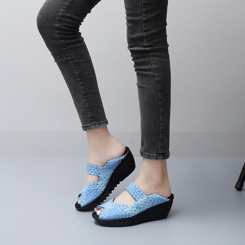 Женские прогулочные слипоны, ортопедические женские туфли-лодочки на платформе для диабетиков, легкие тапочки на танкетке, женские повседневные тапочки