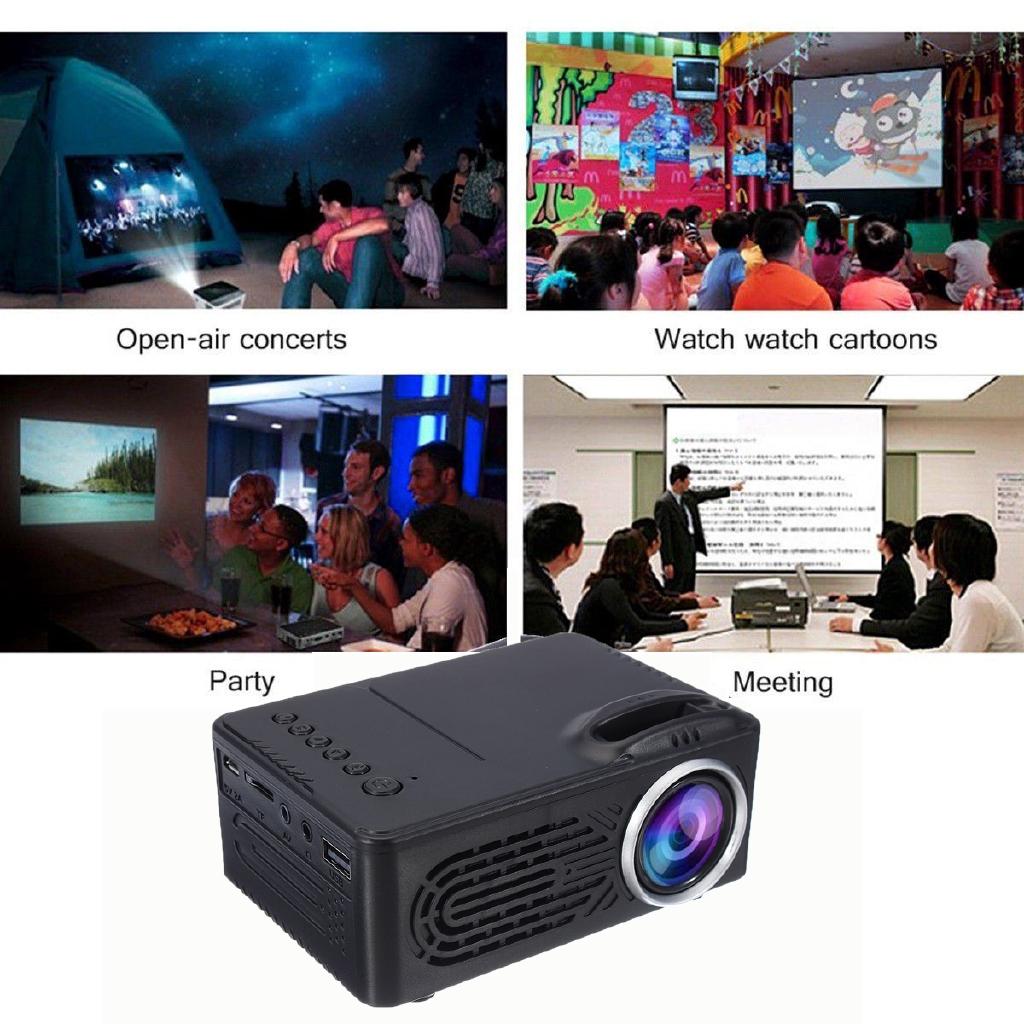 Black HD 1080P Mini Portable LED Video Projector Home Cinema USB SD HDMI Multimedia UK Plug NEW