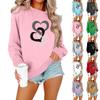 Women's Fashion Casual Long-sleeved Loose Valentine's Day Printed Round Neck Pullover Hoodie Sweatshirt