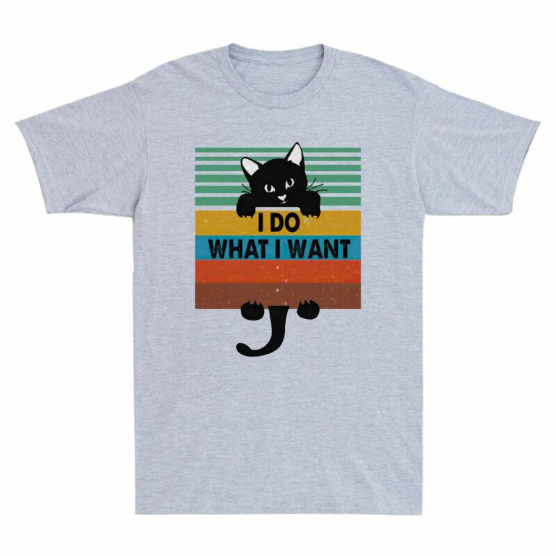 Cotton Black Cat I Cat Lovers Gift Funny Vintage Unisexs What TShirt Want I Do