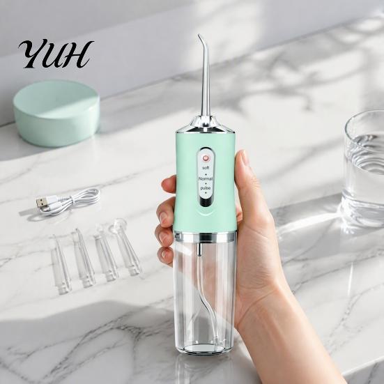 Rechargeable Oral Irrigator Electric Water Dental Flosser, 3 Levels Cordless for Teeth Cleaner with 4 Jet Tips Cleaning, Flosser