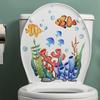 Toilet Sticke Aquatic Plants Fish Pattern Toilet Sticker Self-adhesive Toilet Lid Decals for Bathroom Decor