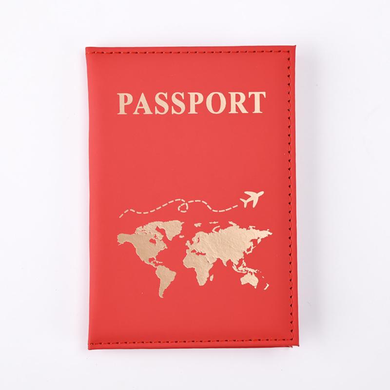Fashion Passport Protective Cover Pu Leather World Pattern Travel Passport Holder Wallet Gift Card Case Cover Unisex Storage Bag