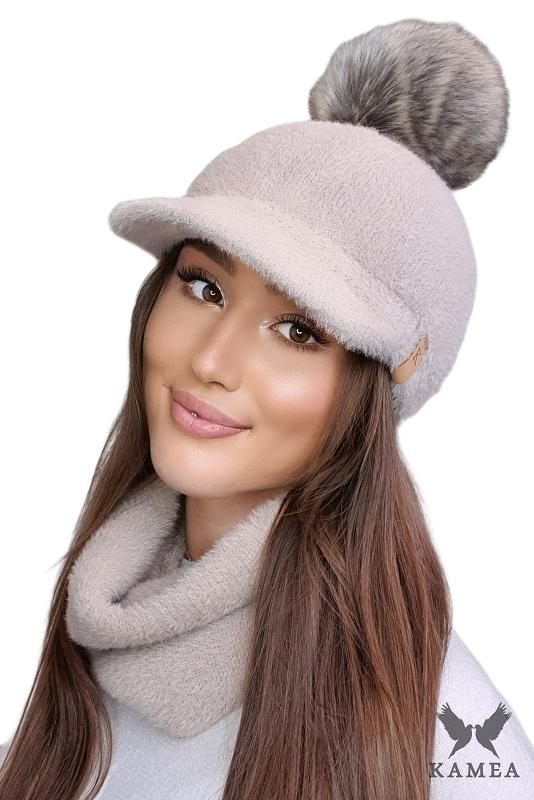 Koryna Warm Women' Cap with Baseball Cap, Dark Beige Color