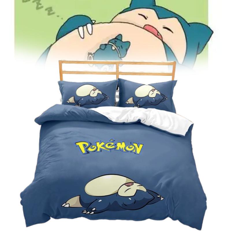 Постельное белье Pokemon Snorlax 3D с цифровой печатью и мультяшным рисунком для детской спальни