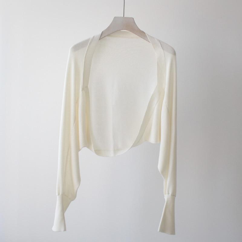 Летний ледяной шелк, солнцезащитный крем, вязаный кардиган с тонким ремешком, маленькая шаль, рубашка с кондиционером, женские топы с рукавами «летучая мышь», топы 27001