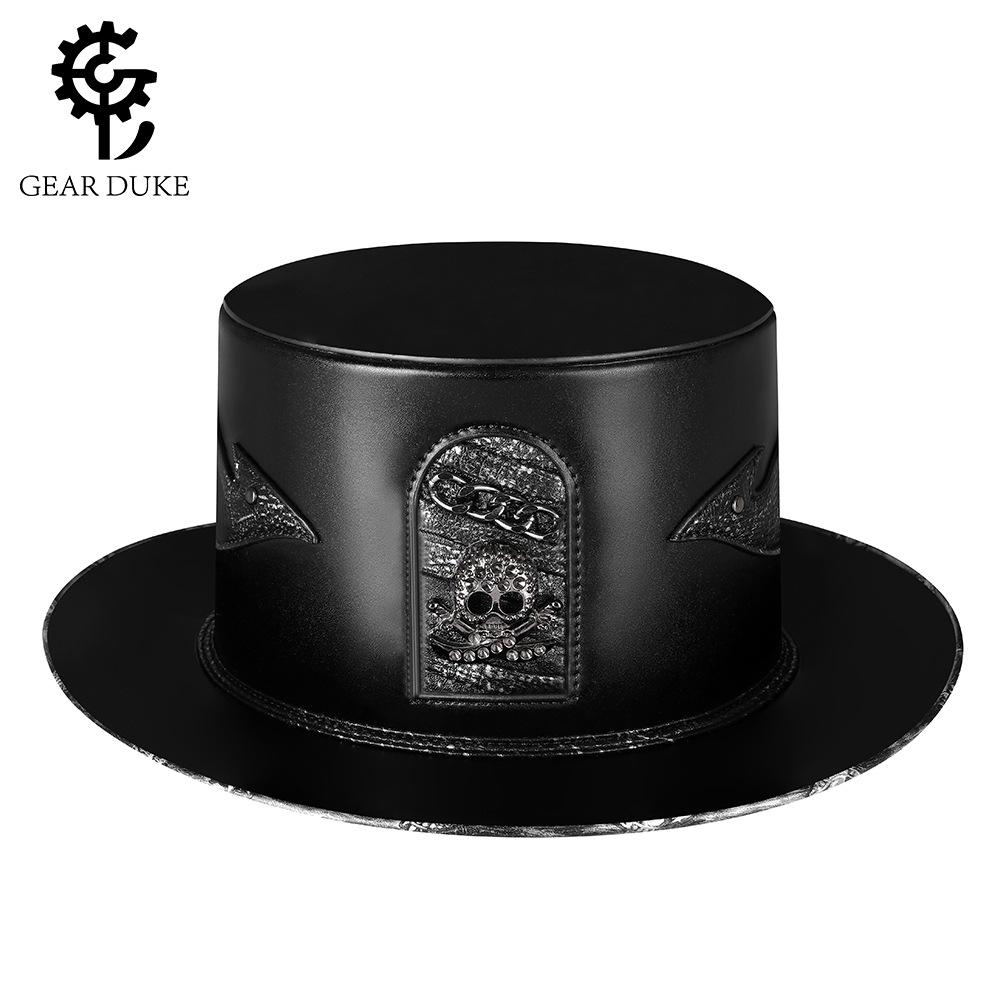 Halloween European And American Punk Plague Doctor Props Flat Top Big Brim Magic Hat, Gentleman'S Top Hat Woman