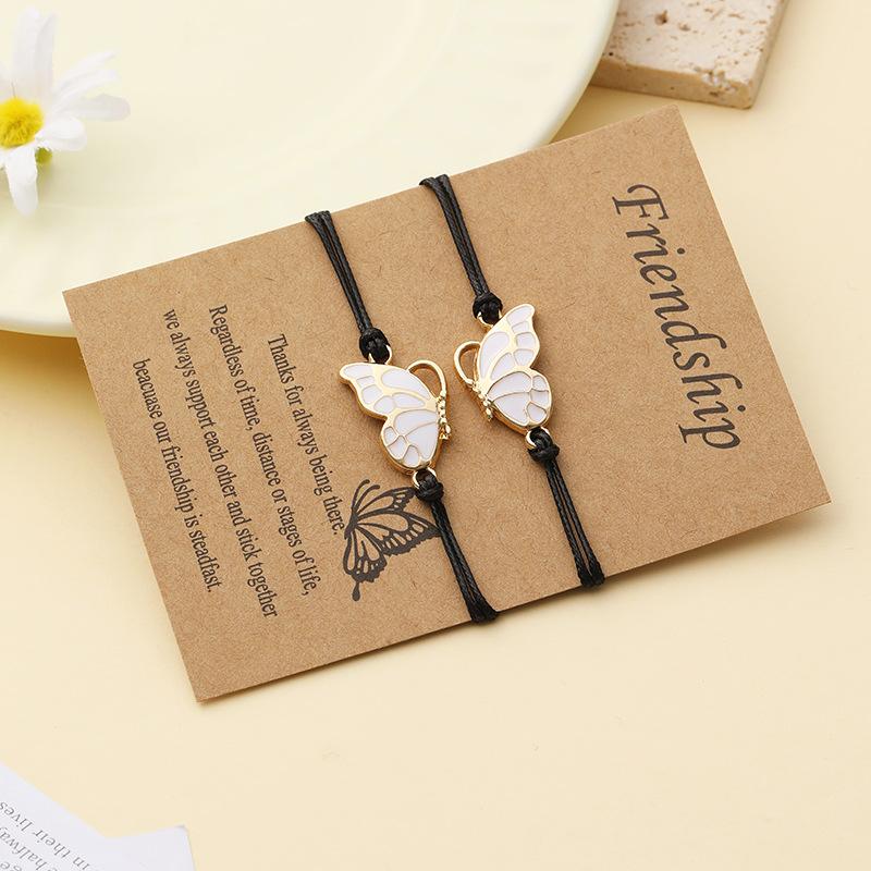 Бабочка хороший друг вощеная веревка плетение дружба праздничная открытка браслет женщина