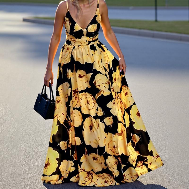 ZANZEA Женское праздничное повседневное платье без рукавов с V-образным вырезом и цветочным принтом в стиле бохо