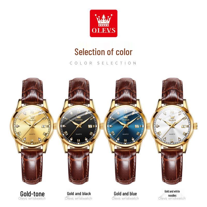 Женские водонепроницаемые кварцевые часы с двойным календарем, одобренные знаменитостями