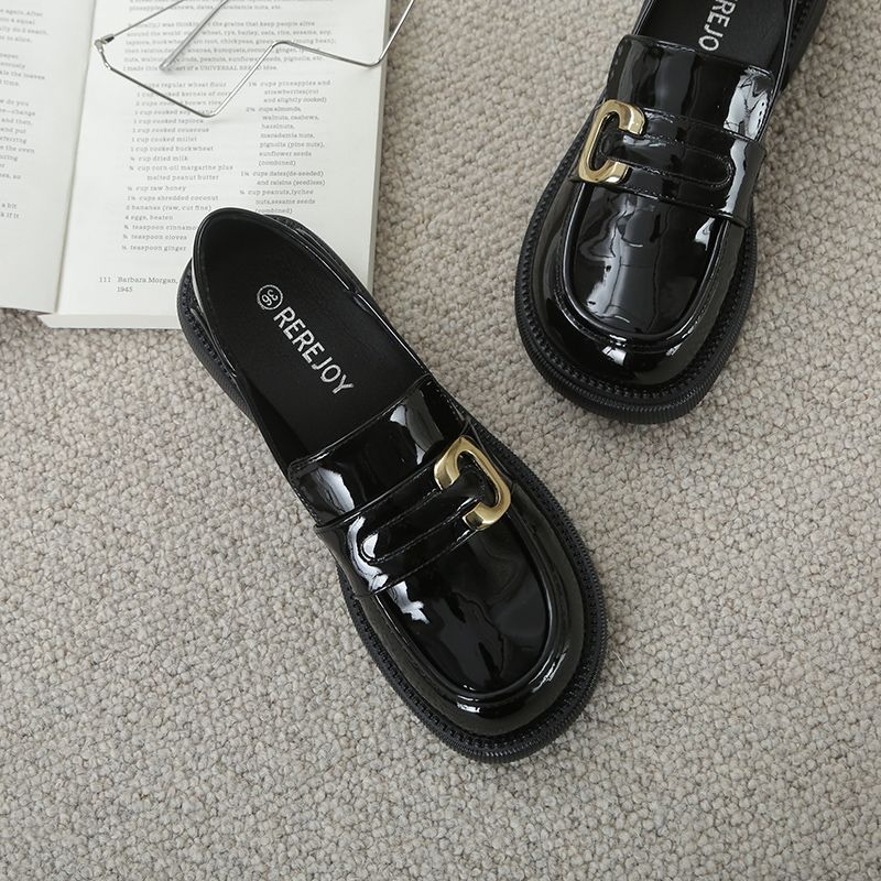 British Love Женские 2025 Весна Новые Однотонные Туфли на Плоской Подошве Мягкая Подошва Универсальные Маленькие Кожаные Туфли Однопедальные Однотонные Туфли Женские