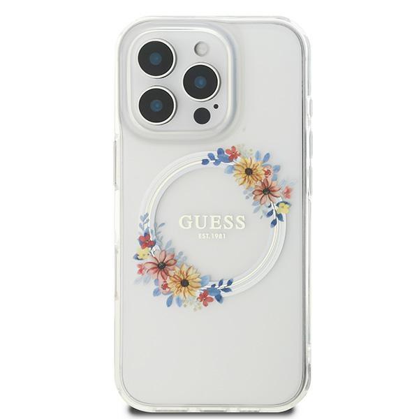 Etui do iPhone 16 Pro Guess Hardcase Flowers Wreath MagSafe