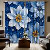 2 шт. HD синяя декоративная занавеска с изображением подсолнечника Синяя цифровая занавеска с принтом для украшения дома, стиль декора гостиной, спальни