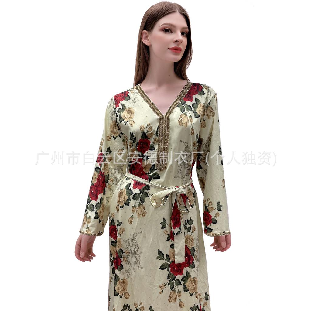 2025 Robe Printed Dress Ribbon Женская одежда
