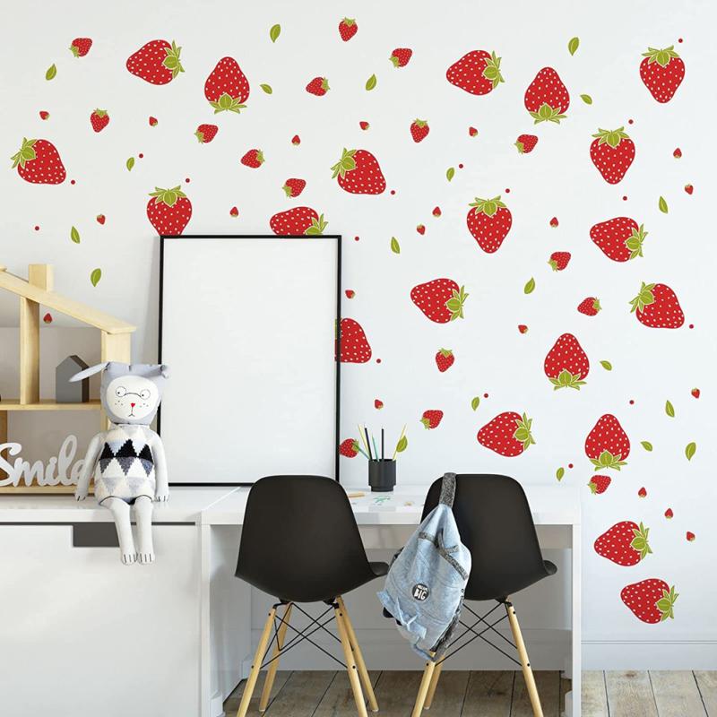 92 шт., наклейки с клубникой, красочные водонепроницаемые наклейки на стены, обои для девочек и мальчиков, декор для детской спальни, детской комнаты