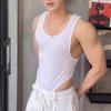Comfortable Printing Men's Homewear New Round Neck Slim Casual Tank Tops Korean Style Personality Motion Bottoming Shirt