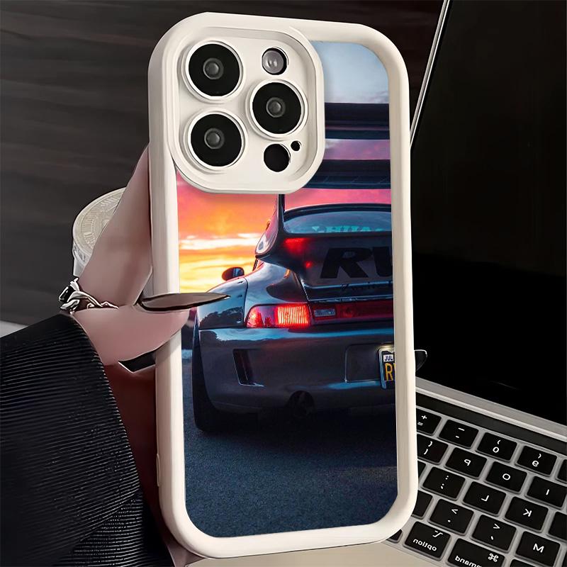 Чехол для телефона iPhone 17 Air 16E 15 16 Pro Max Спортивный автомобиль RWB Крутой чехол 14 Plus 13 12 Mini Мягкий силиконовый Fundas