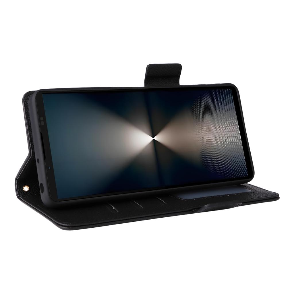 For Sony Xperia 1 VII Case with Wrist Strap Litchi Texture PU Leather Wallet Phone Cover