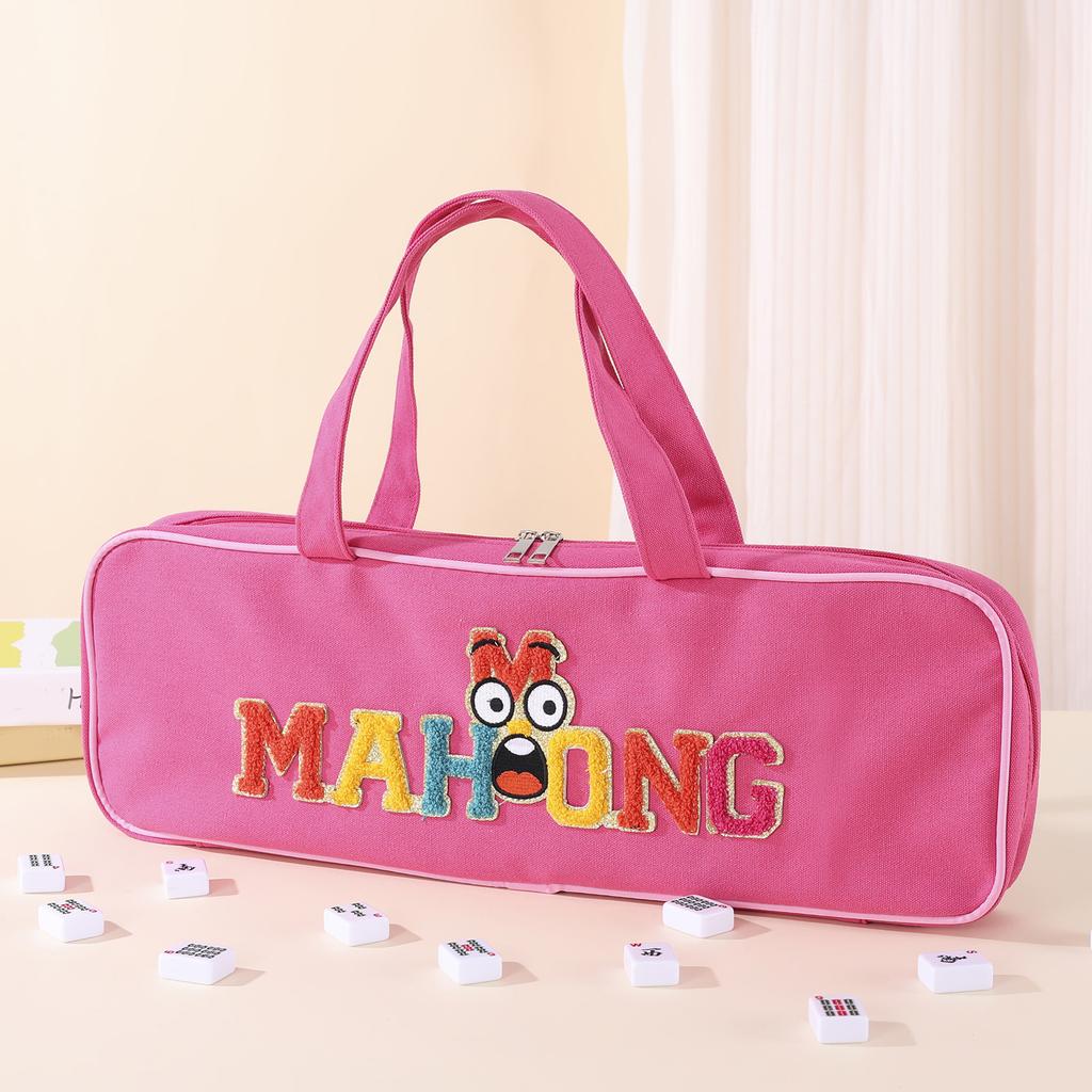 Canvas Large Capacity Mahjong Tile Bag with Zipper Mahjong Tile Storage Bag for Business Studio Home Travel Adults Teens