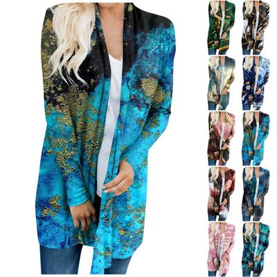 Женский кардиган с длинным рукавом и принтом спереди, легкая куртка с принтом
