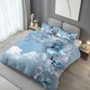 Latacaca 2/3Pcs Blue Crystal Cloud Floral Duvet Cover Set Wrinkle Fade Resistant Machine Washable Bedding with Pillowcases