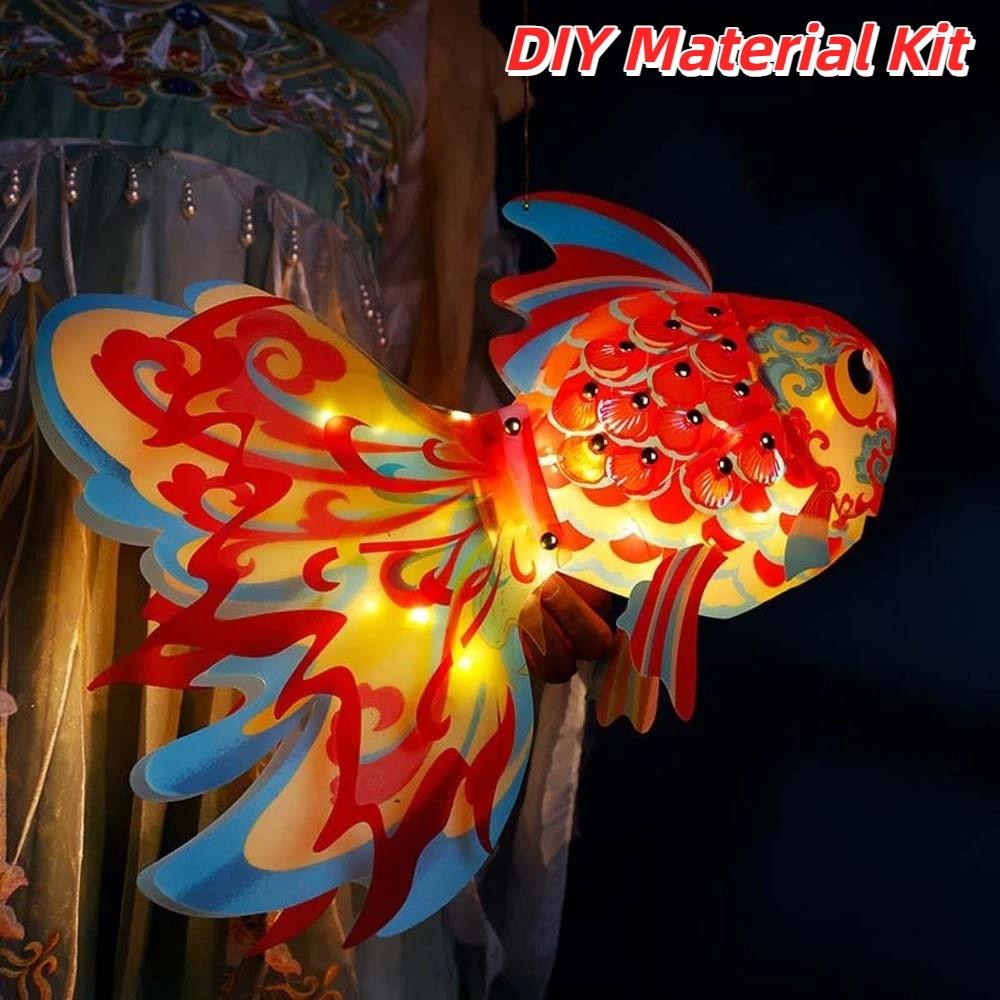 Traditional Paper Lamp Kit Handmade Mid Autumn Craft Goldfish Lantern DIY Autumn