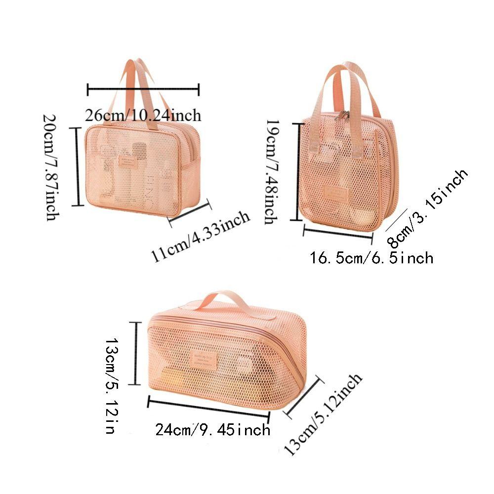 Large Capacity Transparent Mesh Cosmetic Bag Square Storage Toiletry Bag Cosmetic Cases Ladies