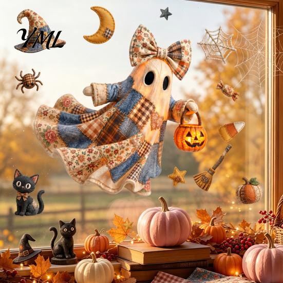 Removable Window Clings Halloween Ghost Swing Static Decals, Waterproof Peel and Stick Easy And Sticker Stickers, Glass Decor for Living Room Bedroom