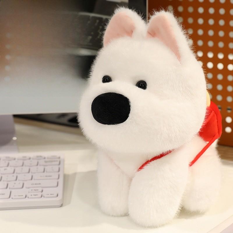 Милый плюшевый рюкзак в виде белой собаки из Хайленда с декором в форме еды для подарка на день рождения